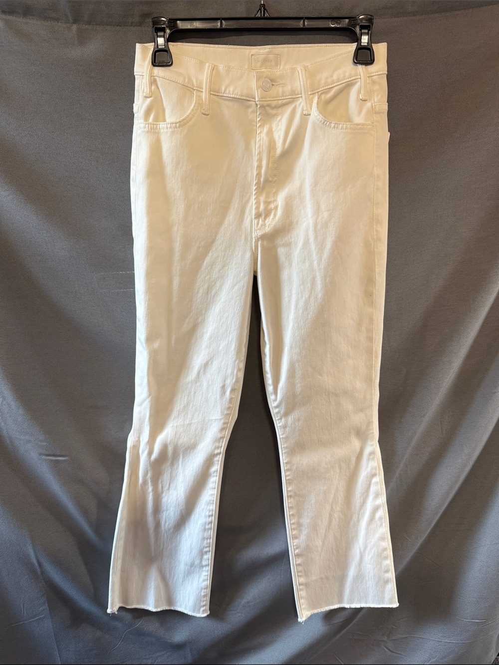 MOTHER The Hustler Ankle Fray Jeans White Size 27 High Rise Raw Hem Cropped - Picture 7 of 9